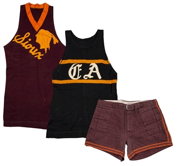 Early 1900s High School Basketball Uniform- 2 Jerseys and 1 Pair of Shorts